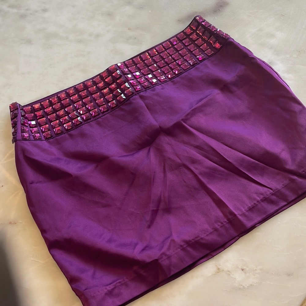 Purple silk mini skirt forever 21 size small